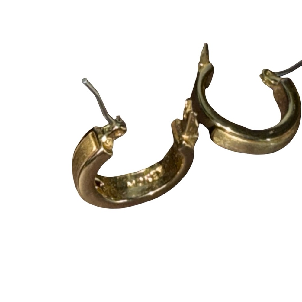 Vintage Monet Gold Tone Hoop Earrings - Picture 6 of 10